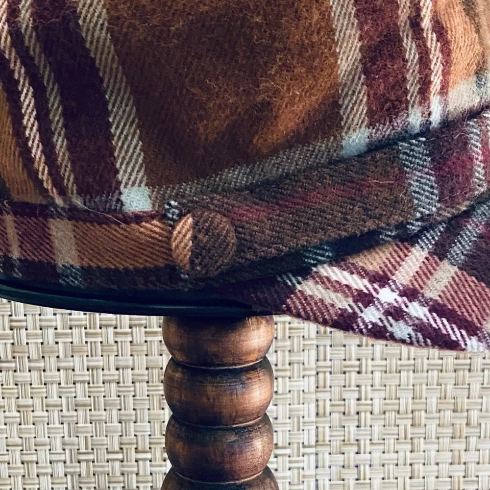 🌟HP🌟NWOT Brown Plaid Newsboy Cap by D&Y OSFM - Picture 4 of 10